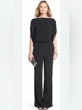 Diane Von Furstenberg Dezi Boatneck Black Jumpsuit - size 8